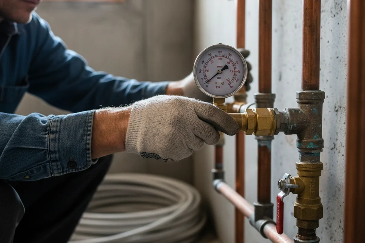 Pressure testing a repaired line during Water Line Repair in West Chester